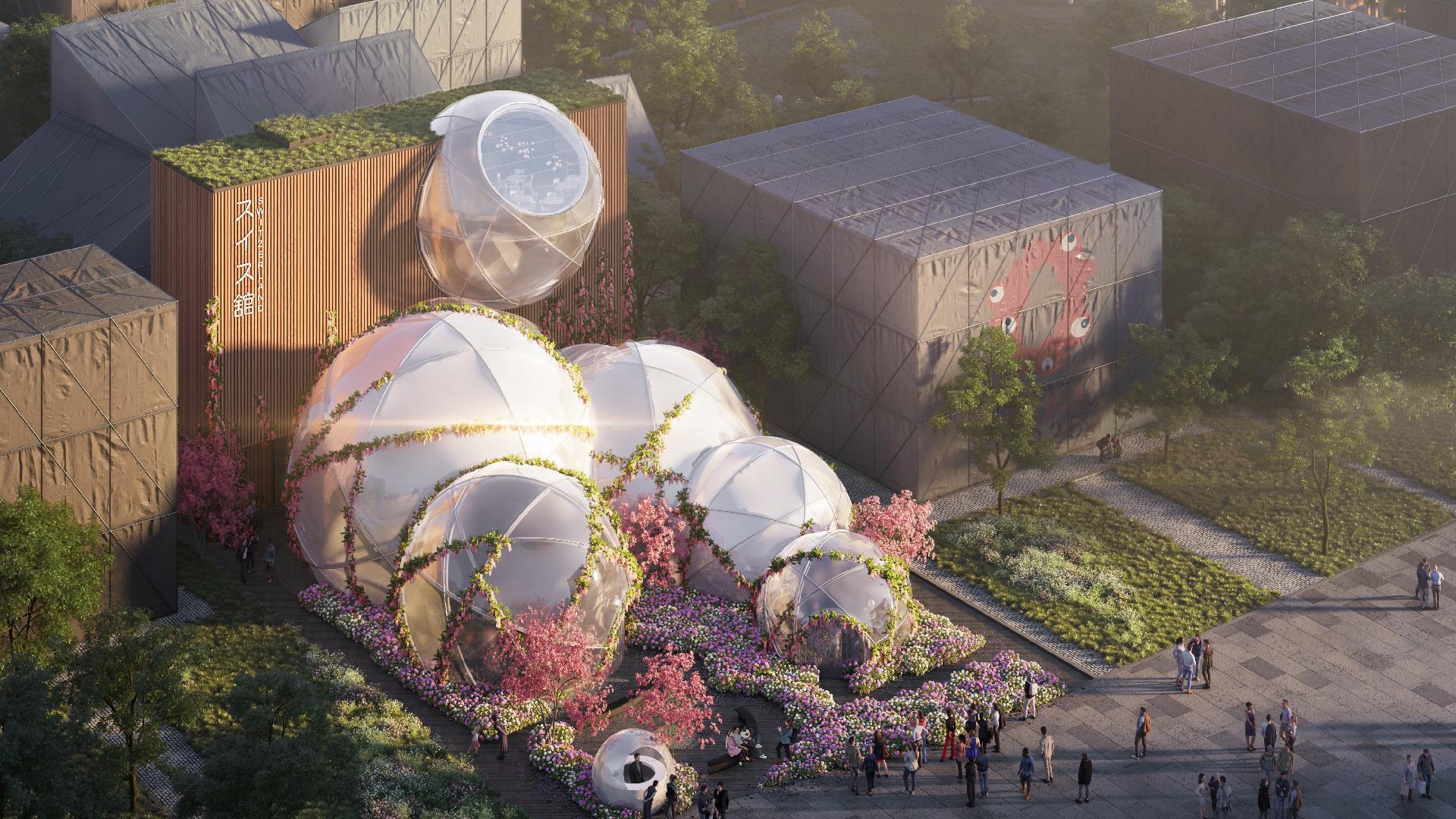 超軽量スイス館 大阪・関西万博の「成功」に向け完成間近 - SWI